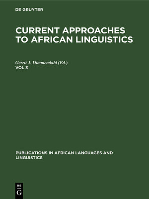 cover image of Current Approaches to African Linguistics. Vol 3